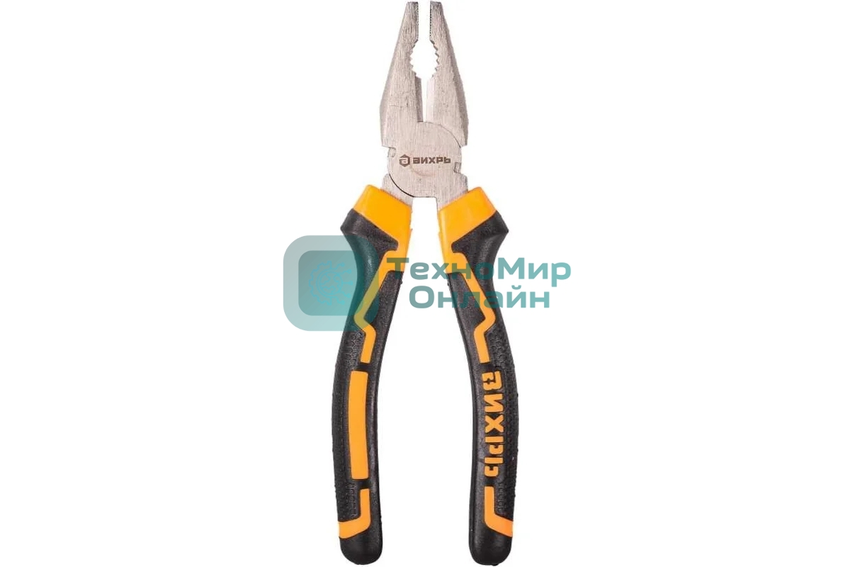 Плоскогубцы Вихрь 200 мм., никелированные, двухкомпонентные рукоятки