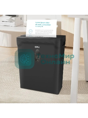 Шредер Deli ET014 черный с автоподачей (секр.P-4) фрагменты 5лист. 10лтр. пл.карты