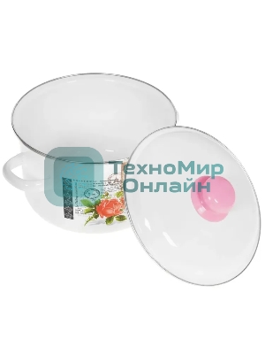 Кастрюля Appetite 1RD201М Париж с крышкой, эмалированная сталь, цилиндрическая 4 л