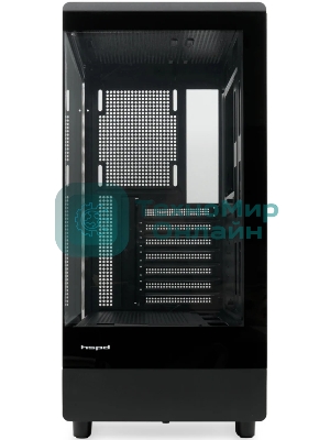 Компьютерный корпус без блока питания HSPD F510, Panoramic Mid Tower, черный, TG, 0.5 SPCC, no fans ATX, mATX, mITX 180/280/160мм 1x2.5