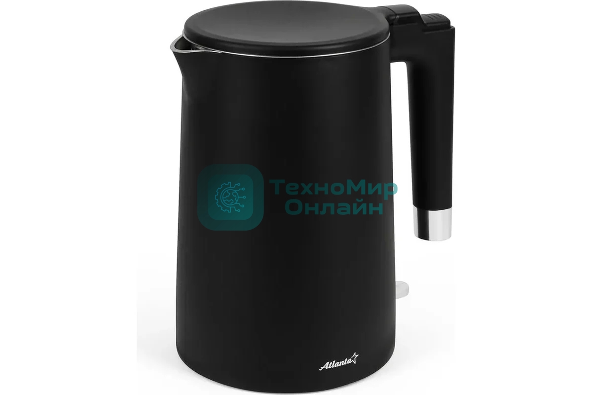 Чайник электрический Atlanta ATH-2449 черный 1.7 л, нержавейка, двухстенный
