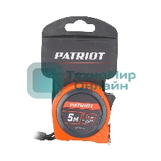 Рулетка PATRIOT MTP-5-19, магнит, 2сторон.зацеп, антиблик.нейлон.покрытие, крупн.шрифт, двусторон.белая лента, 5м*19 мм