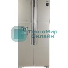 Холодильник Hitachi R-W660PUC7X GC шампань стекло двухкамерный 396/144л морозилка сверху, No Frost, Side by Side