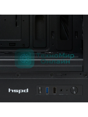 Компьютерный корпус без блока питания HSPD M510, Mesh Mid Tower, черный, TG, 0.5 SPCC, no fans ATX, mATX, mITX 180/280/160мм 1x2.5