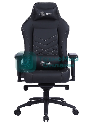 Кресло Cactus CS-CHR-0112BL-M черный, экокожа, 120 кг, подголовник, регулируемые подлокотники, механизм качания