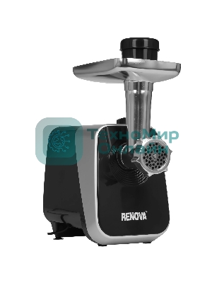 Мясорубка электрическая Renova MG260-R1BP черный, 2600 Вт, 2.5 кг/мин, реверс, защита от перегрузки, металлический лоток, насадки - 7