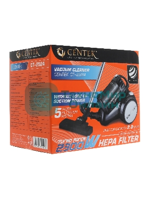 Пылесос Centek CT-2524 черный/серый, 420/2300 Вт, уборка сухая, пылесборник контейнер 2 л