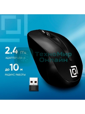 Мышь беспроводная Oklick 675MW черный, 800 dpi, радиоканал, USB, кнопки - 3