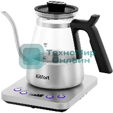 Чайник электрический Kitfort КТ-8707 0.8л. 1300Вт нержавеющая сталь/черный корпус: Металл/стекло/пластик