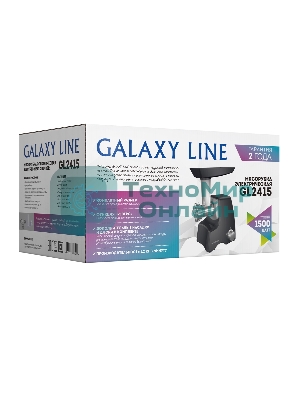 Мясорубка электрическая Galaxy Line GL2415 черный, 1500 Вт, 1.2 кг/мин, реверс, защита от перегрузки, насадки - 5