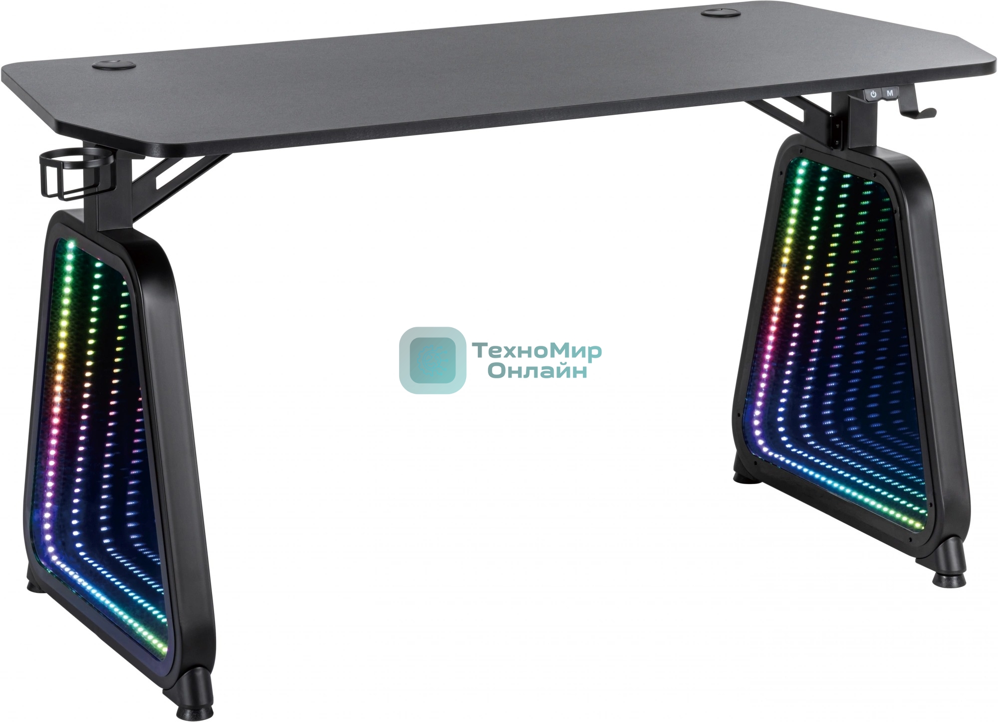 Стол игровой Cactus CS-GMD-BK-RGb столешница МДФ, черный каркас черный 136x60x75 см