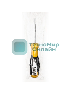 Отвертка шлицевая Deli DL6350751 5х75мм CR-V, Двухкомпонентная ручка. Хромированная