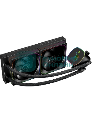 Система жидкостного охлаждения Thermalright Frozen Horizon 240 Digital (240мм, LED temp., Black, ARGB/Fans: 2x120мм, 68.9CFM, 28.2dBA, 2000RPM/Pump height 53.2мм, Rad thickness 27мм/S: 1700, 1200, 1851, 115X, AM5, AM4)