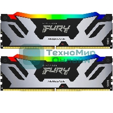 Оперативная память Kingston Fury Renegade, DDR5, 96Gb (2x48Gb), 6400MHz, CL32, DIMM, с радиатором, RGb, серебристый