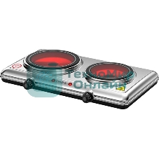 Плита настольная электрическая Energy EN-911 серебристый, 2,1 кВт, ТЭН, конфорки - 2, стеклокерамика, поворотные переключатели