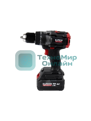 Дрель-шуруповерт Elitech CD 20BL2, 20 В, 4 Ач, 130 Нм, бесщеточный