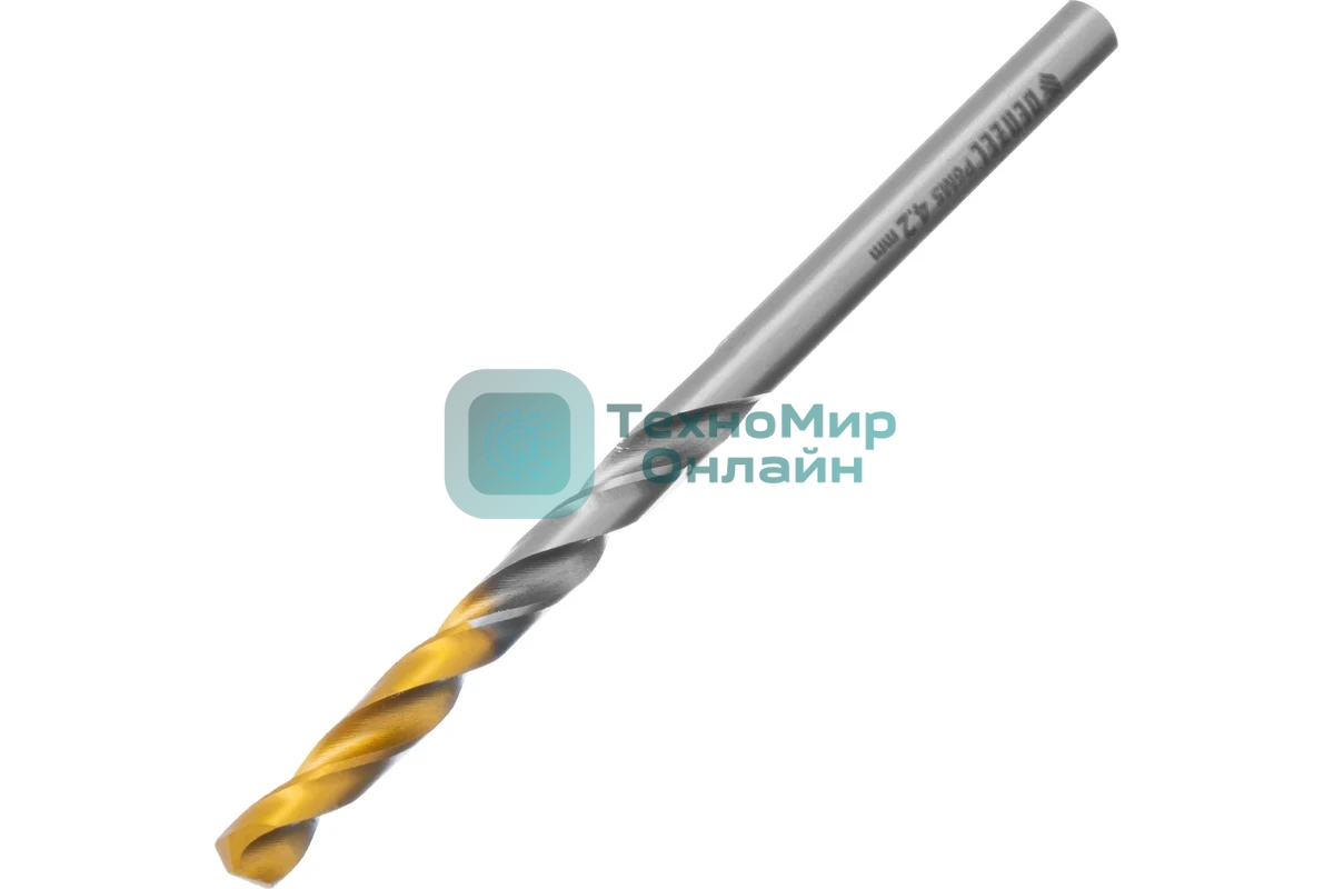 Сверло спиральное по металлу Denzel 4,2 x 75мм, Р6М5, Golden Tip