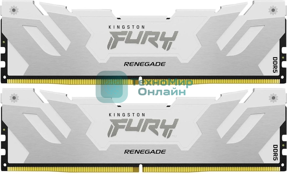 Оперативная память Kingston Fury Renegade, DDR5, 32Gb (2x16GB), 7600MHz, CL38, DIMM, с радиаторами, белый/серебристый