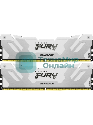 Оперативная память Kingston Fury Renegade, DDR5, 32Gb (2x16GB), 7600MHz, CL38, DIMM, с радиаторами, белый/серебристый