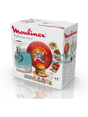 Мясорубка электрическая Moulinex ME476132 белый/бежевый, 2000 Вт, 2.3 кг/мин, защита от перегрузки, насадки - 9