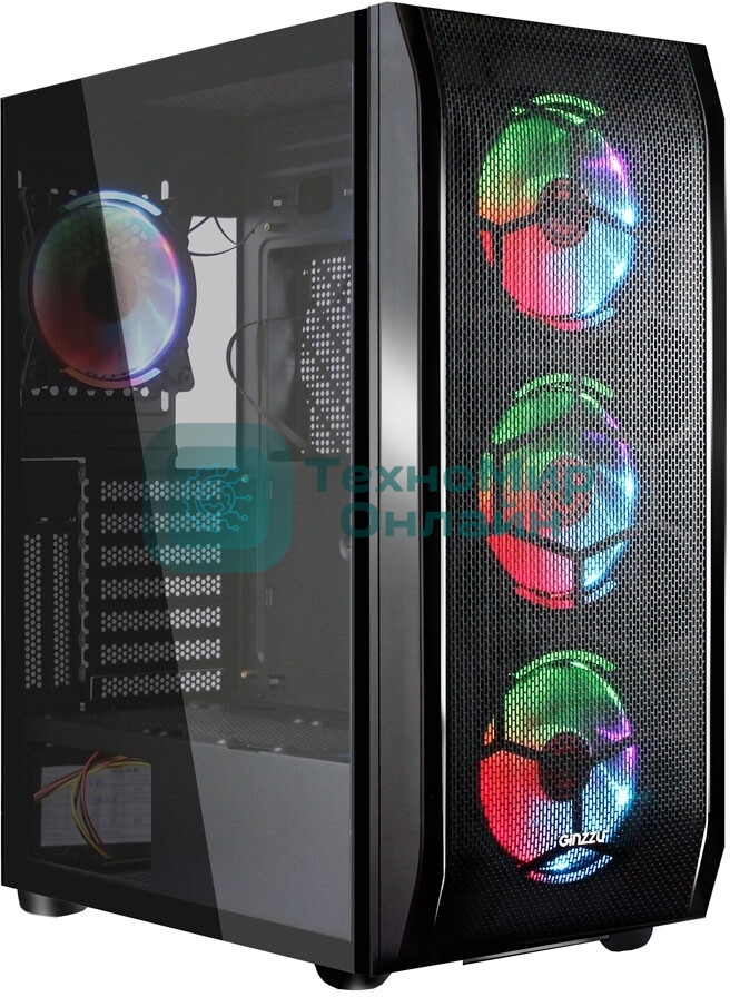 Компьютерный корпус Ginzzu GL300 FAN 12CM RGb*4 USB 3.0 Window
