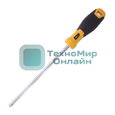 Крестовая отвертка Deli DL638200 PH3x200мм CR-V, Двухкомпонентная ручка. Хромированная.