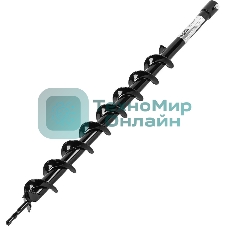 Шнек для грунта Denzel E-60, диаметр 60 мм, длина 800 мм, соединение 20 мм, несъемный нож