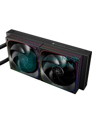 Система жидкостного охлаждения Thermalright Frozen Horizon 240 Digital (240мм, LED temp., Black, ARGB/Fans: 2x120мм, 68.9CFM, 28.2dBA, 2000RPM/Pump height 53.2мм, Rad thickness 27мм/S: 1700, 1200, 1851, 115X, AM5, AM4)