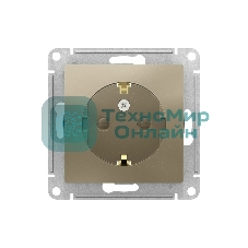 Механизм розетки 1-м СП AtlasDesign с заземл. защ. шторки 16А шампань SchE ATN000545