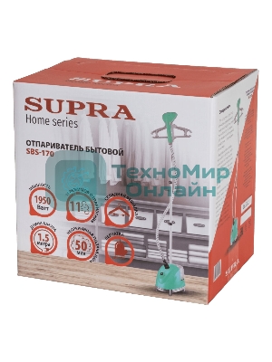 Отпариватель SUPRA SBS-170 мятный, 1950 Вт, 50 г/мин, 1300 мл