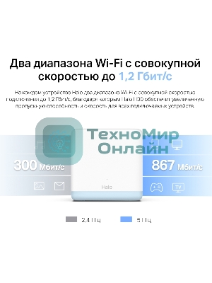 Система MESH AC1200 Whole Home Mesh Wi-Fi System, 2 Internal Antennas, 2 Gb ports (WAN/LAN)