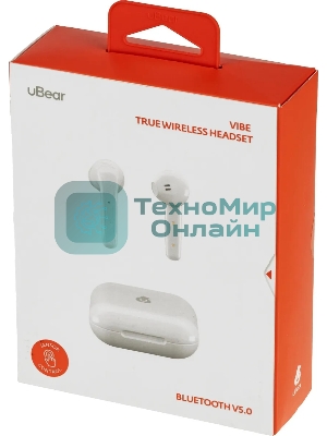 Наушники TWS UBEAR Vibe белый, вкладыши, Bluetooth, до 4 ч