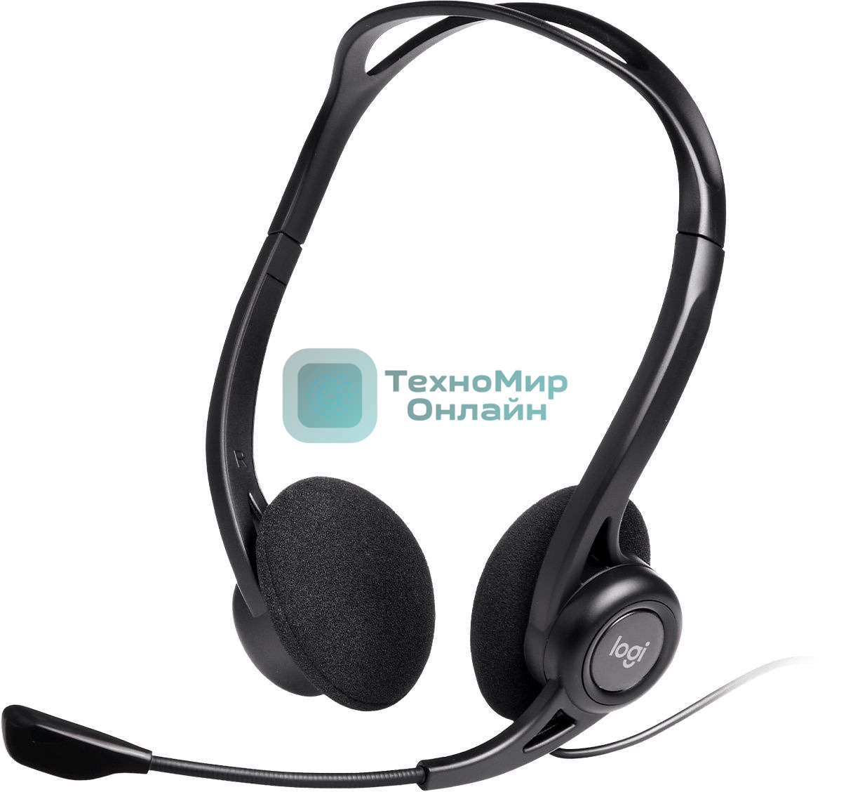 Гарнитура проводная с микрофоном Logitech 960 черный 2.4м накладные оголовье (981-000100)