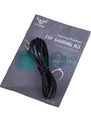 Гарнитура ASUS TUF Gaming H3 чёрный/серый, проводная, mini jack 3.5 мм, регулятор громкости, отключаемый микрофон