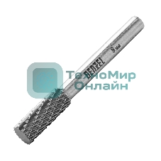 Борфреза по металлу Denzel твердосплавная, цилиндрическая, тип-А, 8 мм