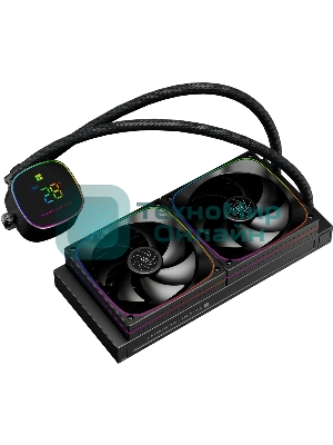 Система жидкостного охлаждения Thermalright Frozen Horizon 240 Digital (240мм, LED temp., Black, ARGB/Fans: 2x120мм, 68.9CFM, 28.2dBA, 2000RPM/Pump height 53.2мм, Rad thickness 27мм/S: 1700, 1200, 1851, 115X, AM5, AM4)