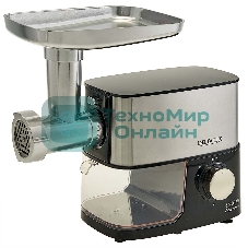 Мясорубка электрическая DELTA LUX DE-602M черный, 3600 Вт, 2.5 кг/мин, реверс, защита от перегрузки, насадки - 5