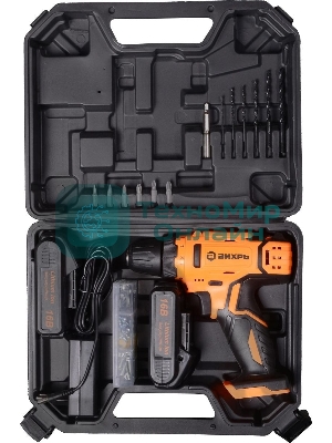 Дрель-шуруповерт аккумуляторная Вихрь ДА-16Л-2КА 72/14/49, Аккумуляторная, 16В, 2 АКБ, Кейс