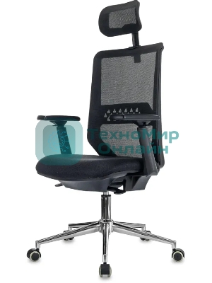 Кресло эргономичное Бюрократ MC-612N-H черный TW SQU BL сетка/ткань с подголов. крестов. металл хром