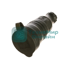 Розетка 1-м Омега РБп13-1-0м с защ. крышкой переносная с заземл. IP44 черный каучук IEK PKR21-016-2-K02