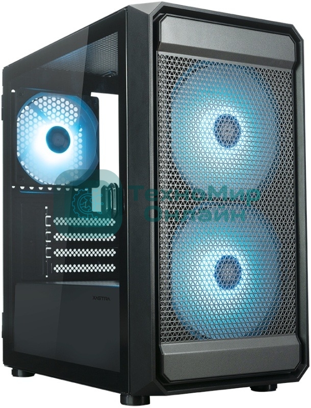 Компьютерный корпус XASTRA A303M 3ARGb Black mATX/Mesh/ tempered glass / 2x140мм + 1x120мм ARGb PWM fans/ Door/ A303M-2FC14A-1FC12A-D