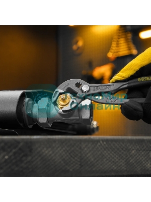 Клещи переставные Denzel кнопочный механизм, обливные рукоятки, 180 мм