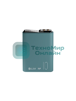 Портативный аккумулятор OLMIO QS-10, 10000mAh, 22.5W QuickCharge3.0/PowerDelivery, LCD, темно-зеленый