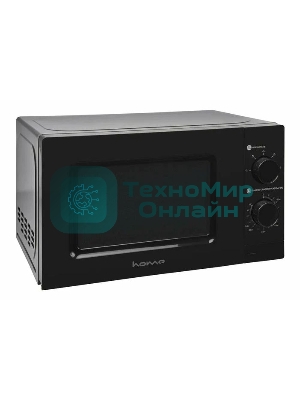 Микроволновая печь HOME HMM207BB черный, 20 л, 700 Вт, переключатели - поворотный механизм