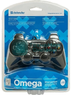 Геймпад Defender Omega USB, Проводной геймпад, 12 кнопок, 2 стика