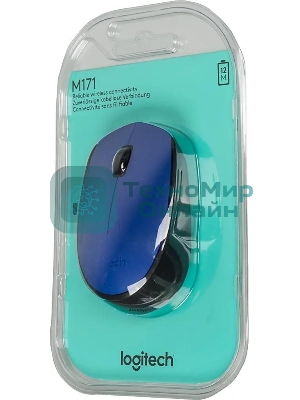 Мышь беспроводная Logitech M171 синий, 1000 dpi, радиоканал, USB, кнопки - 3