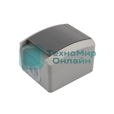 Розетка одноместная Kranz INDUSTRIAL открытой установки с заземлением, IP54 серая