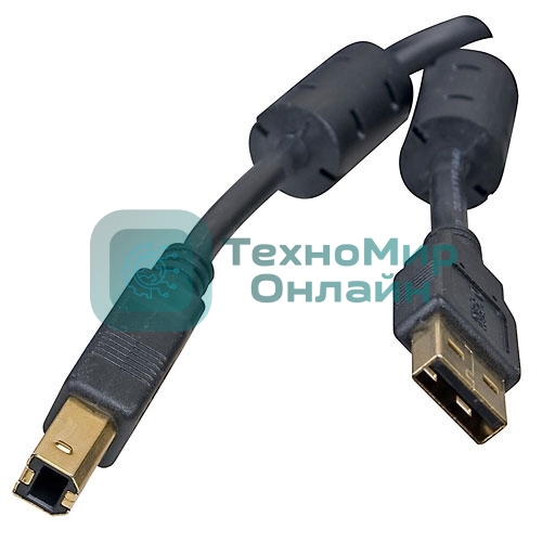 Кабель 5bites UC5010-018A USB2.0, AM/BM, зол.разъемы, ферр.кольца, 1.8м., черный