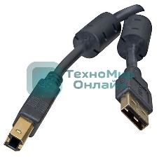 Кабель 5bites UC5010-018A USB2.0, AM/BM, зол.разъемы, ферр.кольца, 1.8м., черный