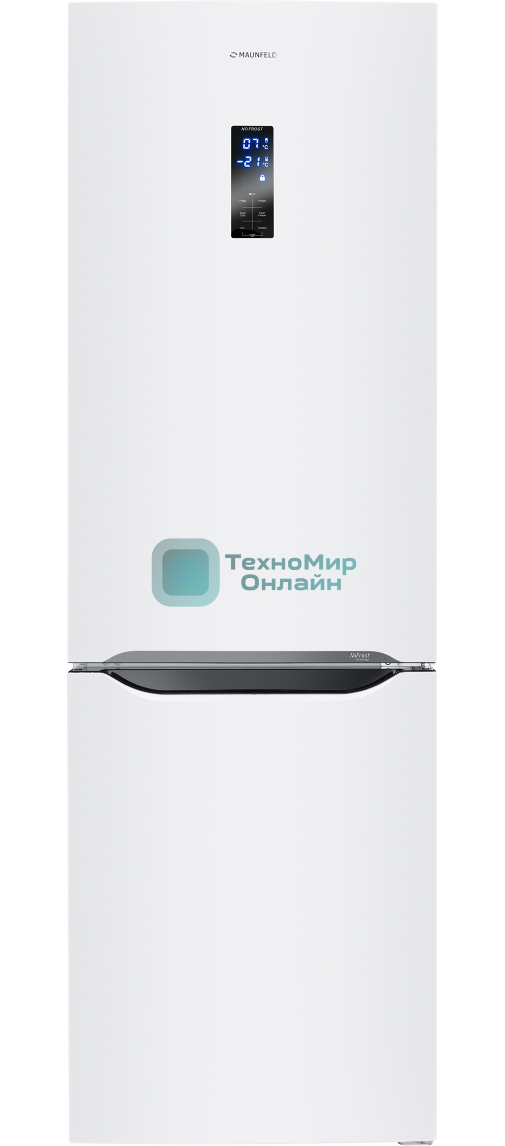 Холодильник Maunfeld MFF187NFIW10 белый двухкамерный 232/98 л морозилка снизу, No Frost
